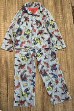 Marvel Comics Superhero Button Up Pajama Set for Kids - Super Soft - Size 6