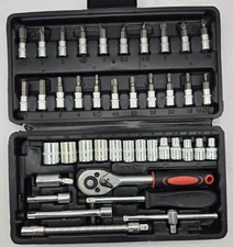 Drive Socket Set 40+ PCS Ratchet Wrench Set Car Tool Kit Bit Mechanic See Pics