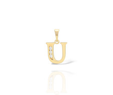 9ct Gold XP Letter pendant on 18" Curb Chain, Cz Small Initial Letter Necklace