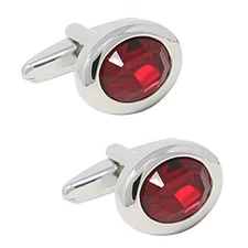 Crystal Cufflinks With Box For Men Birthday Father's Day Wedding Oval/Ruby