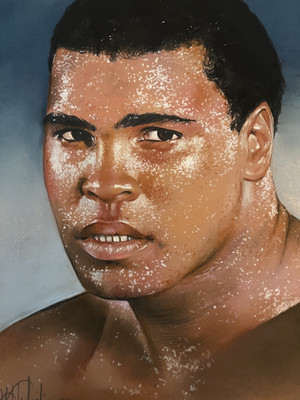 MUHAMMAD ALI -RARE ICONIC PRINT by David Dunne with mystery autograph