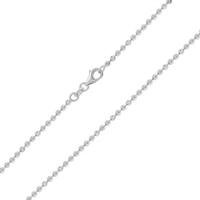 Hommes 10K Blanc or Massif 2mm Diamant Lune Coupe Perle Chaîne de Boules 71.1cm - Photo 1/4