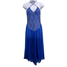 Vintage Vanity Fair Petites Women's Size Large Blue Full Length Slip Dress USA