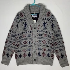 Schott Bros. Bromley Wood Blend Shawl Collar Cardigan Gray Large NWT