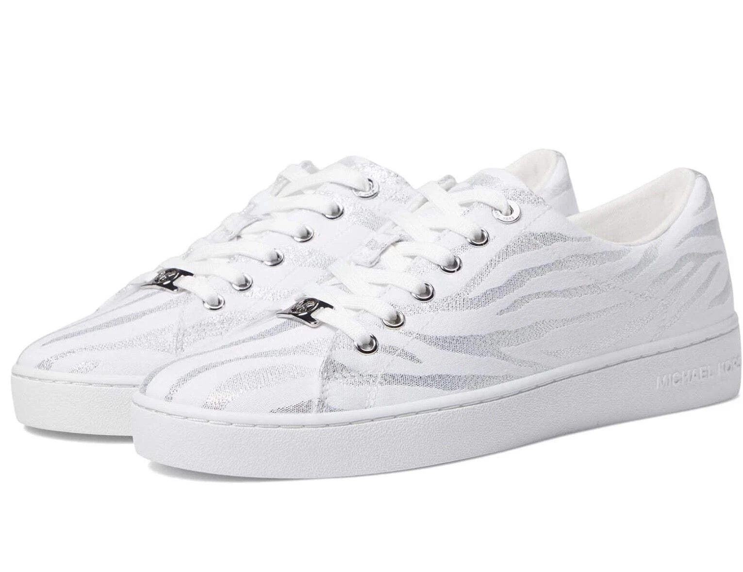 New Michael Kors Keaton White Lace Up Sneakers Women Shoes NIB