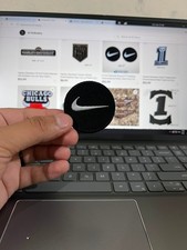 N I K E Swoosh Round 2" Black Clothing Embroidered Patch Sew/Iron On