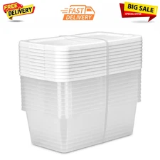 (10 Pack) Sterilite 6 Qt. Clear Plastic Storage Container with White Snap-On Lid