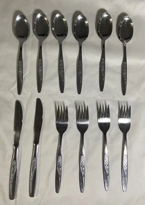 12tlg Besteck Set Edelstahl Vintage Ornament Design Löffel Gabel Messer - Bild 1 von 4