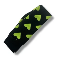 1 800 Spike It Volleyball Socks Size L Black with Green Hearts 1 Pair NWOT