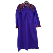 Vintage Evelyn Pearson Purple Robe Loungewear Gold Trim Satin Accent Medium USA