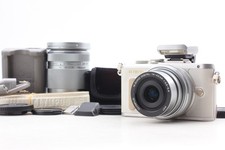 N MINT Olympus PEN E-PL8 White 14-42mm 40-150mm Lens Flash Tested From JAPAN