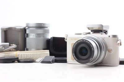 [N NEUWERTIG] Olympus PEN E-PL8 weiß 14-42 mm 40-150 mm Objektiv Blitz getest...