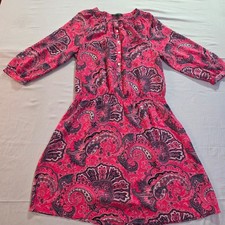 Lauren Ralph Women's Paisley Print Dress Pink Polyester Size 10 Used knee length