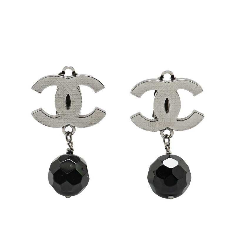 Chanel Coco Mark Swing Earrings in Black Metal 975672