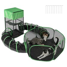 Catio Outdoor Cat Enclosure, Portable Cat Playpen Tent with Breathable Panora...