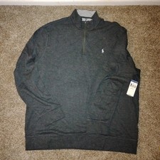 NWT Polo Ralph Lauren Men's 2XL Grey Quarter Zip Mock Neck Sweater Pullover
