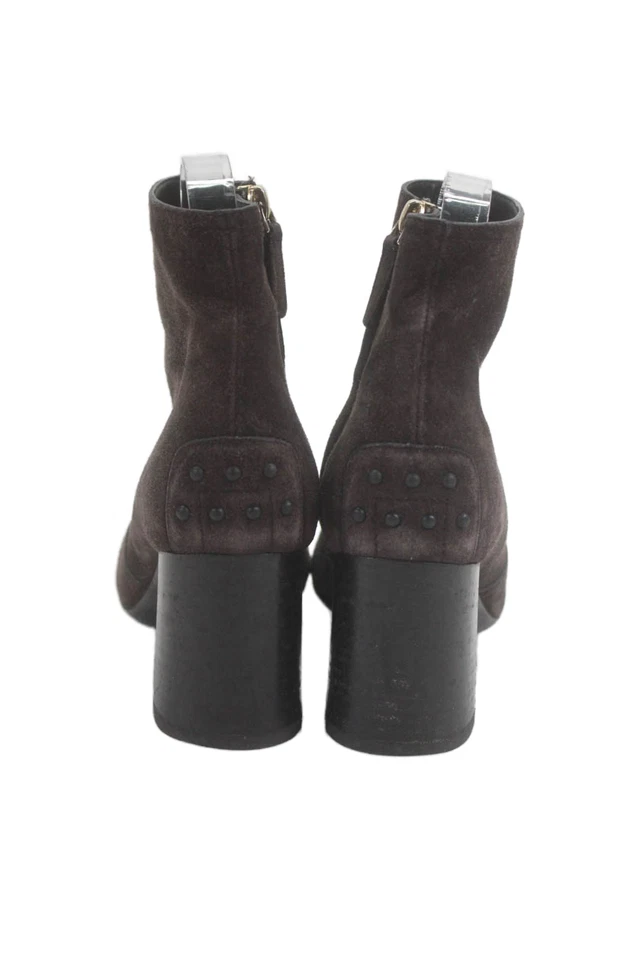 Botines Tods Mujer Gamuza Texturizada Forrados Cremallera Lateral Trasera Con Cuentas Bloque Marrón Talla E Foto 4 de 4