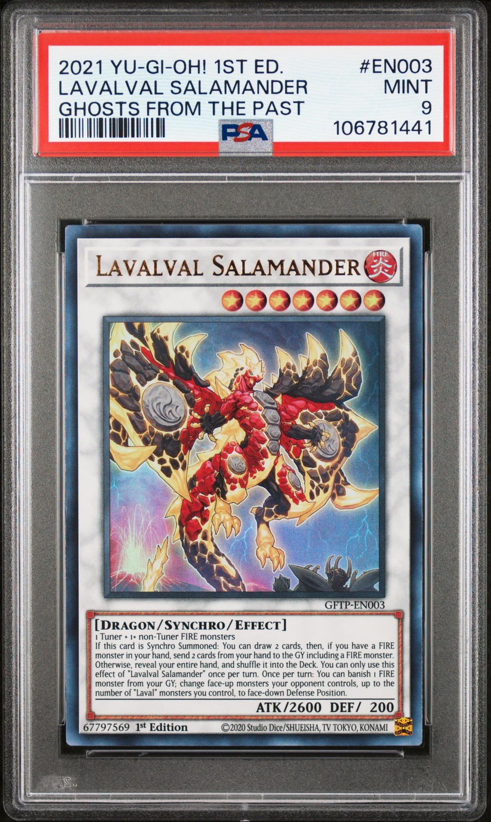 2021 YU-GI-OH! GHOSTS FROM THE PAST 1ST EDITION #EN003 LAVALVAL SALAMANDER PSA 9 view 1