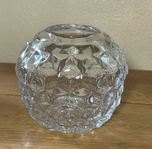 Vintage Crystal Fostoria American Large Rose Bowl Vase 4 3/4" tall 5" diameter