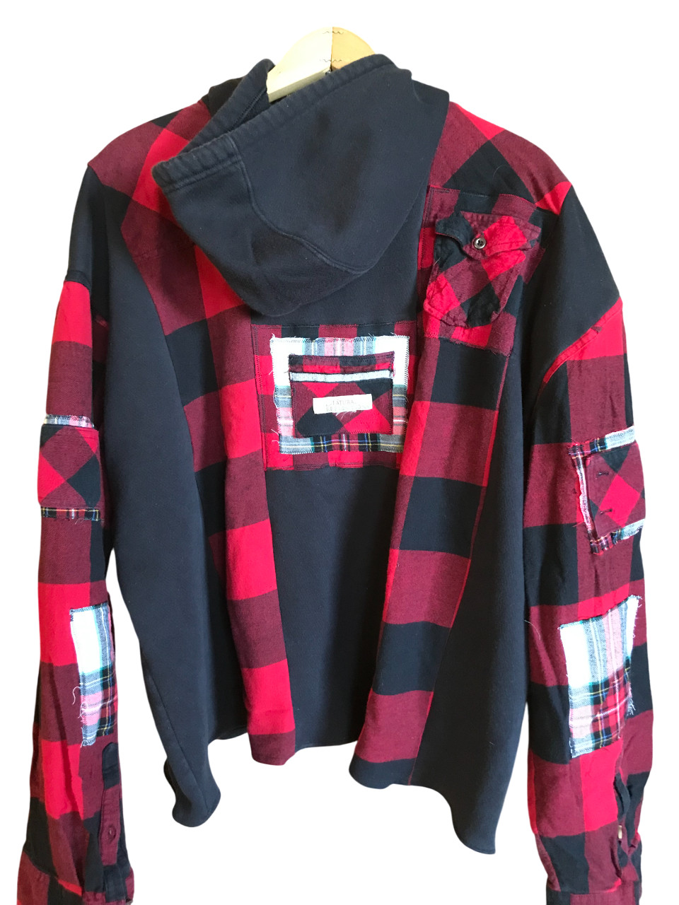 Upcycled Patchwork Hoodie: Boho Grunge Flannel Sw… - image 11