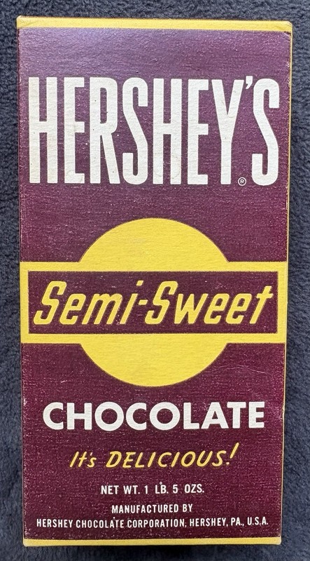 Vintage Hershey’s Semi-Sweet Chocolate Candy Bar 1 Lb 5 Oz Empty Box