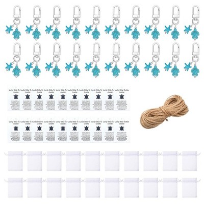 20PCS Cartoon Animal Resin Keychain with Organza Drawstring Bag For Kid Birthday