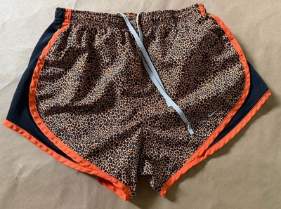 Nike Tempo Dri-FIT Running Shorts Orange Leopard Animal Print Women s XS