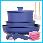 11 Piece Pots and Pans Set Nonstick with Removable Handle, Induction Cookware...