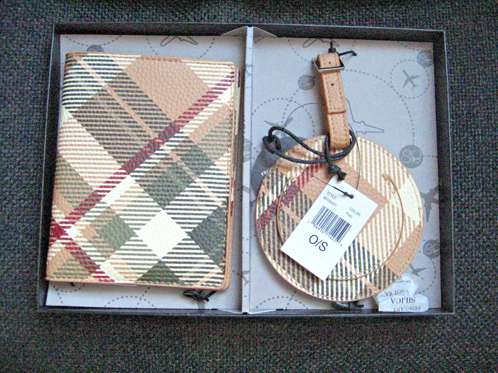 Tag Plaid Brown Multi Boxed Nwt