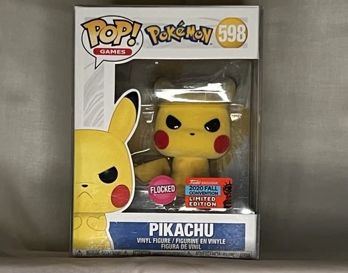 Funko Pop! Games Pokémon Pikachu #598 Flocked 2020 Fall Convention Limited Edit…