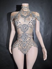 New Women Rhinestones Bodysuit Dancer Singer Stage Wear Performance Costume