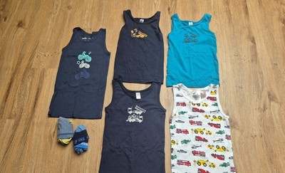 5 Unterhemden & 2 Paar Socken Gr. 110/116 H&M Topolino Lupilu Set Top Zustand