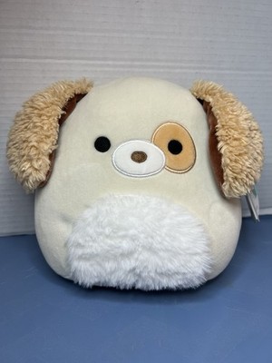 Squishmallows Harrison Cream Dog 7  Fuzzy Brown Ear Open Eyes Kellytoy Plush
