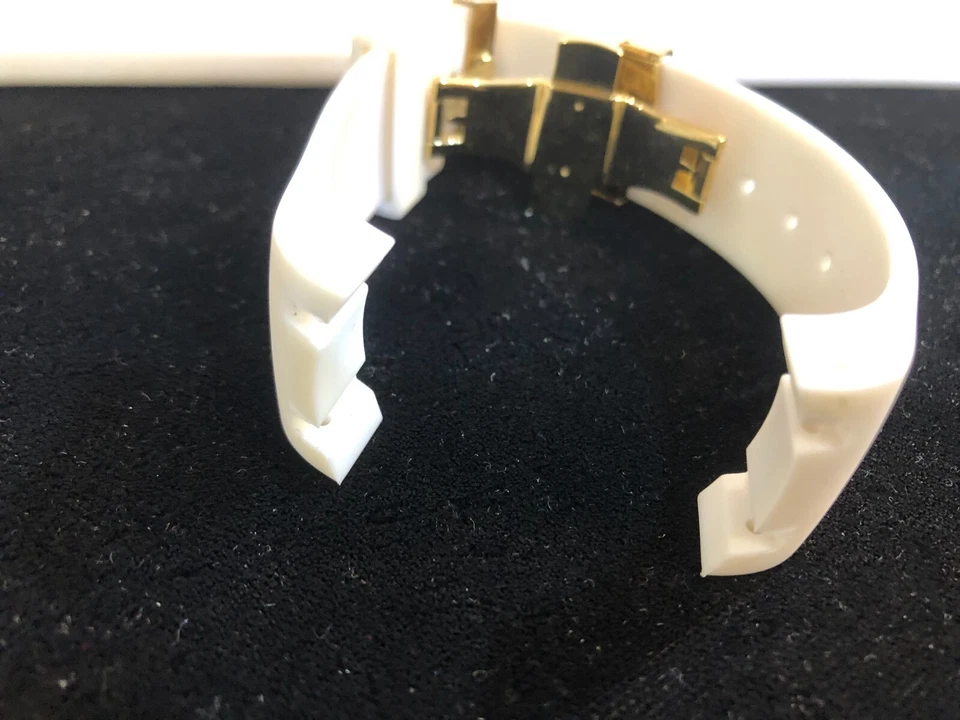 Banda de goma blanca de 24 mm con cierre de color dorado, se adapta al reloj Joe Rodeo Master Foto 2 de 4