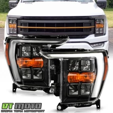 For 2021 2022 2023 Ford F150 w/ Quad LED Reflector DRL Headlights Black Trim