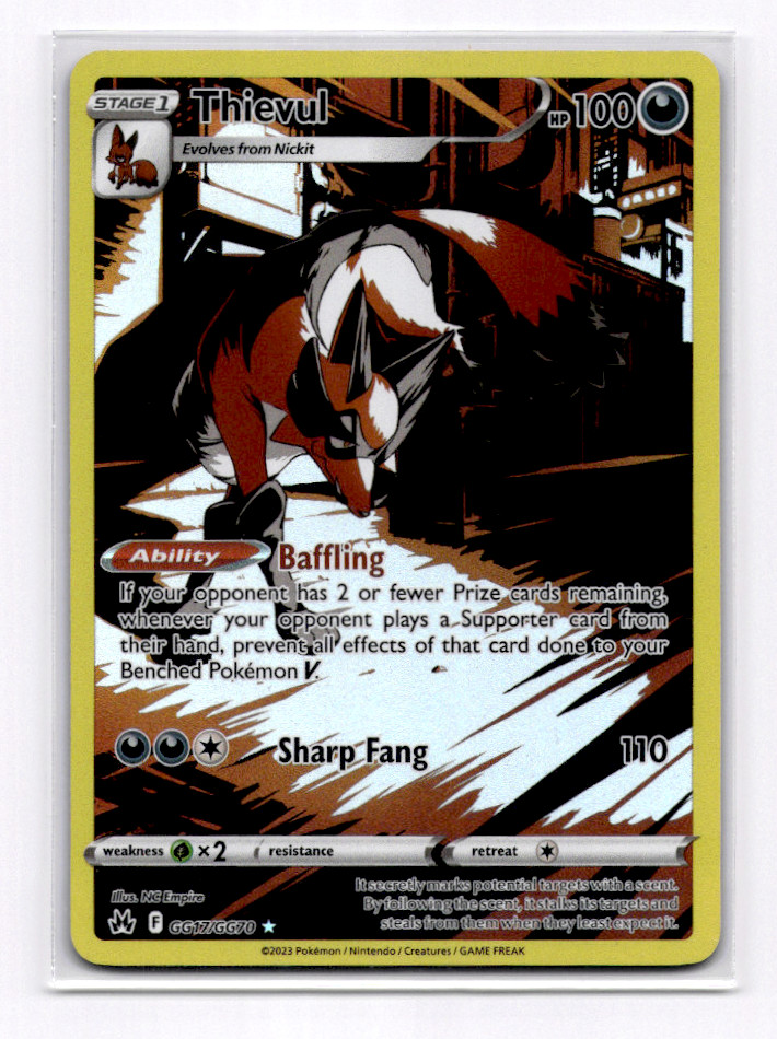 Thievul GG17/GG70 Crown Zenith Galarian Gallery Ultra Rare Pokemon Card - NM