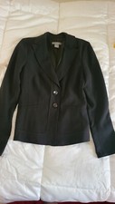 NWT Womens Ann Taylor Black Textured Blazer Jacket Size 2