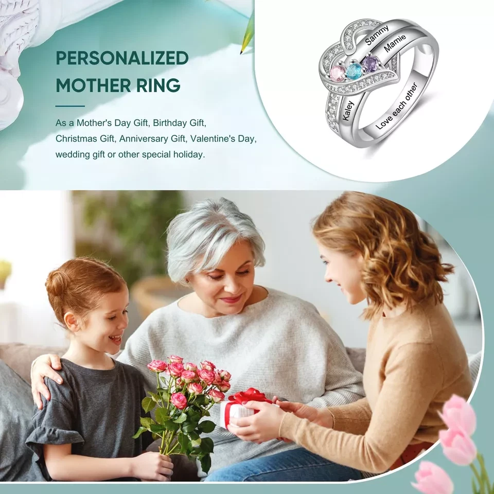 Персонализированный 1-8 камень матери кольцо - настраиваемые подарки для мамы меди - Изображение 3 из 4