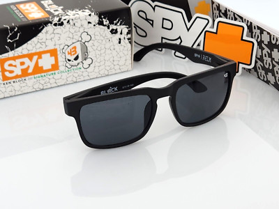 Spy Helm Promo Sunglasses Matte Black Dark Smoke Tint Lens Gray Logo NIB S7