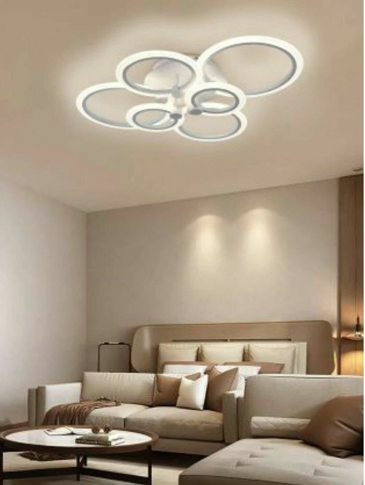 Lampadario Moderno Led Plafoniera Cerchi Calda Naturale Fredda 51W - Immagine 2 di 4
