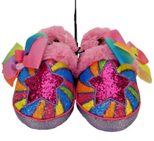 Jojo Siwa Slippers House Shoes Pink Purple Rainbow Stars Bows Toddler Size 5/6