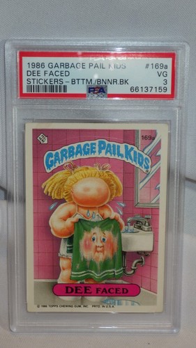 1986 Topps Garbage Pail Kids GPK Stickers Dee Faced BTTM./BNNR.BK - PSA VG 3