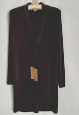 Michael Kors Little Black Dress Sz S Long Sleeves Metal Gold Fringe Tie Elegant