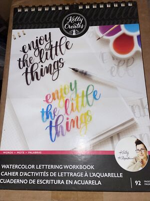 Kelly Creates Watercolor Brush Lettering Workbook 8.5"X11" Words Sketch ...
