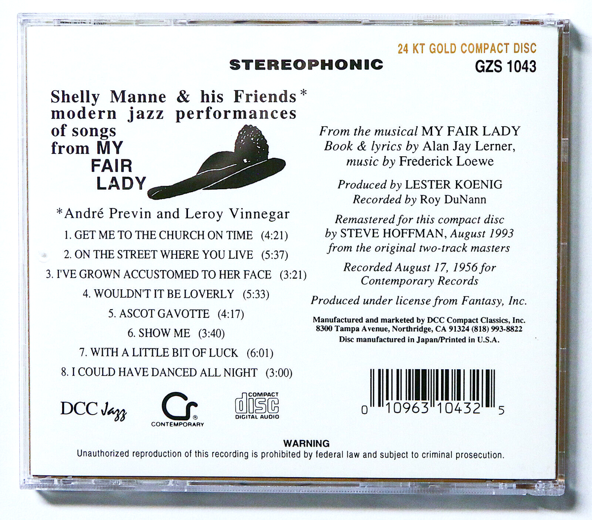 SHELLY MANNE & FRIENDS My Fair Lady CD DCC GOLD 24kt AUDIOPHILE 