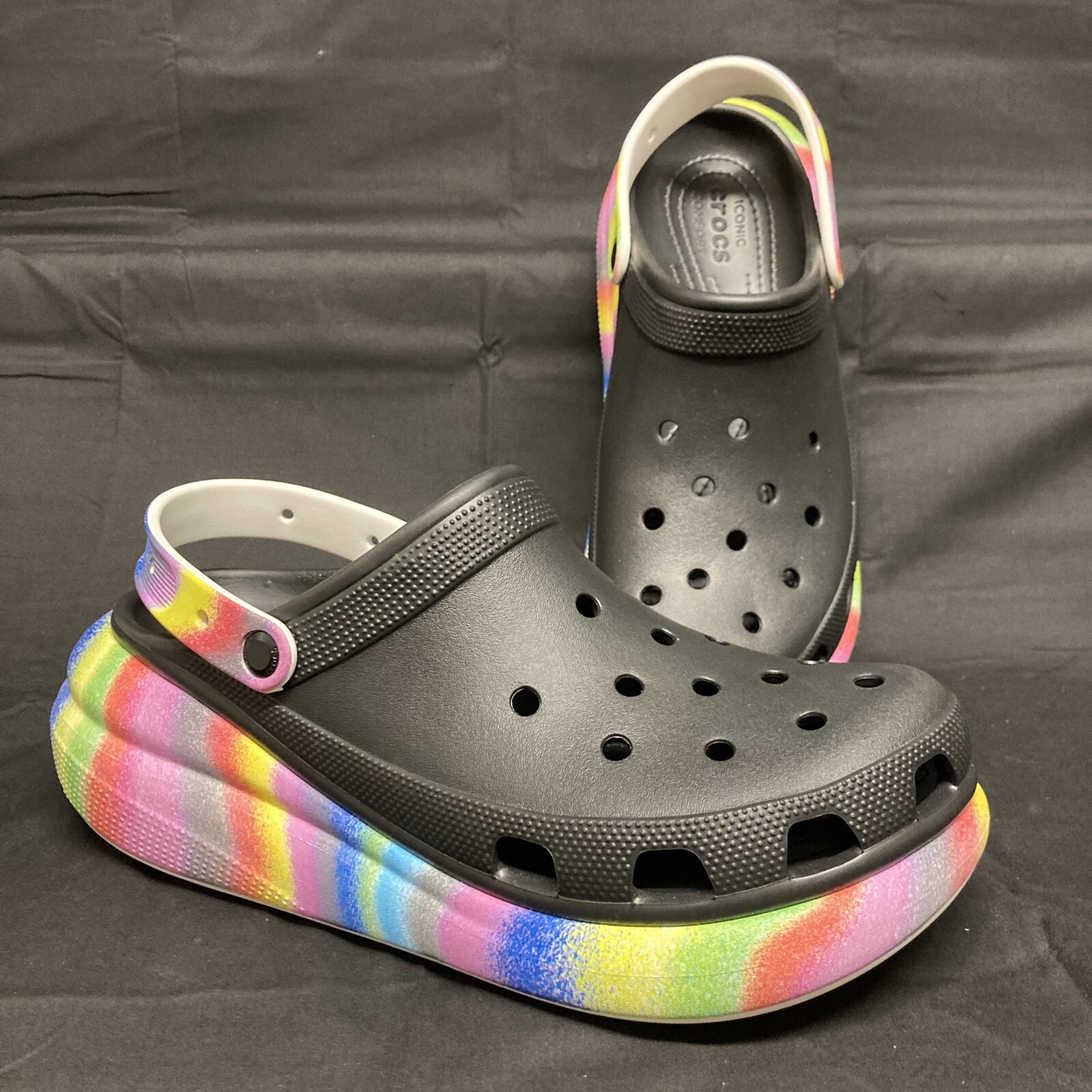 Crocs Crush Spray Dye Size Men 13 Multi/Black Platform Clogs Multicolor |  eBay
