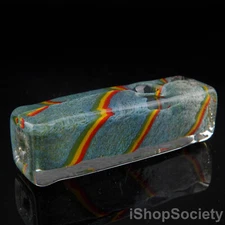 4" Rasta Rectangle Tobacco Smoking Pipe Thick Collectible Glass Pipes - P724A