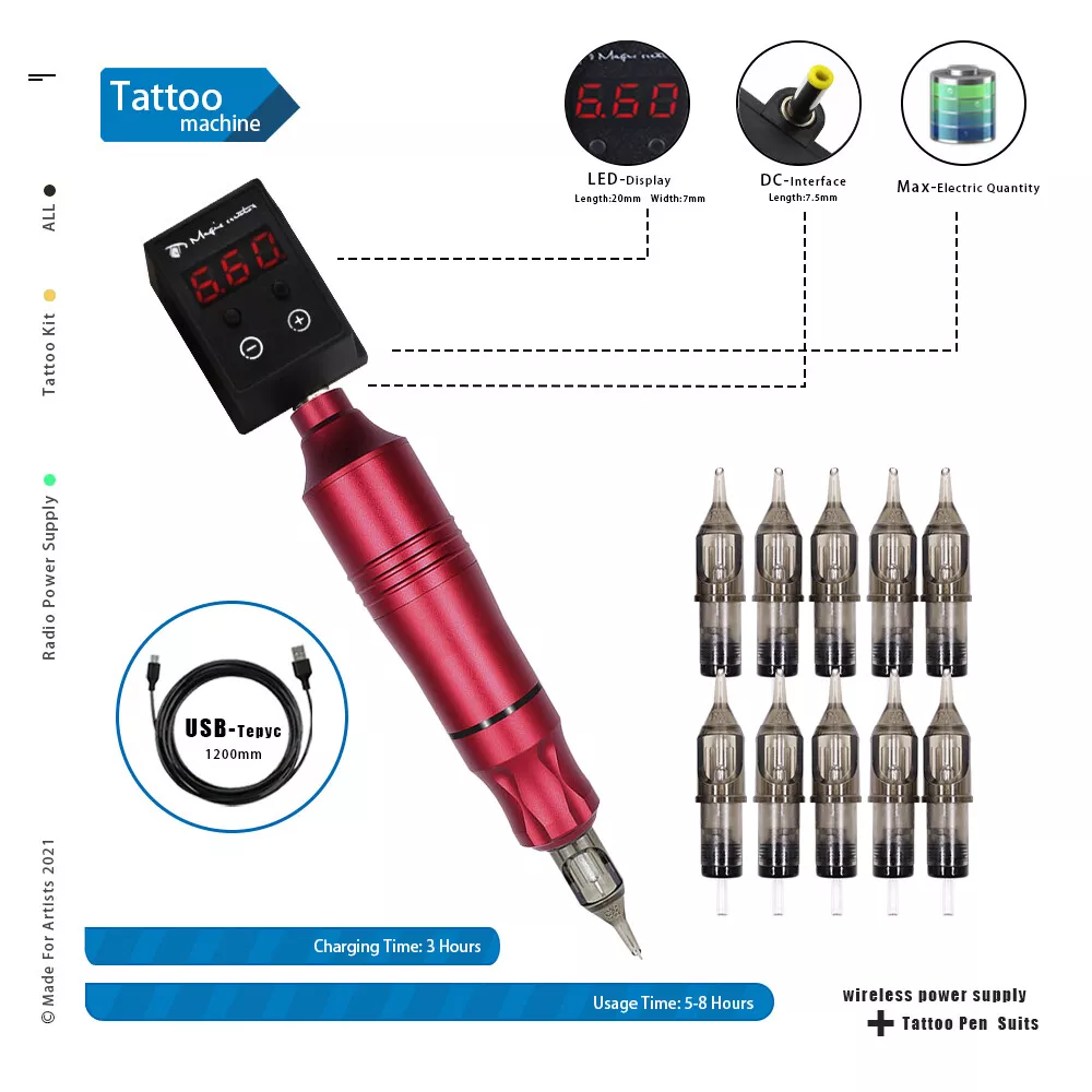 Wireless Tattoo Rotary Pen Strong Motor Wireless Tattoo Machine Power Supply