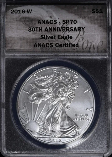 2016 W $1 American Silver Eagle ANACS SP 70 (BU Uncirculated) ASE