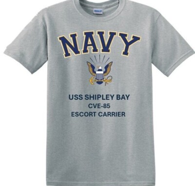 USS SHIPLEY BAY CVE-85*E. CARRIER*NAVY EAGLE*SHIRT. OFFICIALLY LICENSED